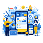 A imagem representa a prestação de criação de aplicações pela Chaveta.